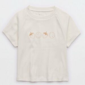 AERIE RIBBED graphic ribbed BABY TEE
